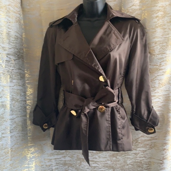 ZARA Chocolate Metallic Brown Belted Spring/Fall Coat/Jacket Size M - Picture 2 of 13